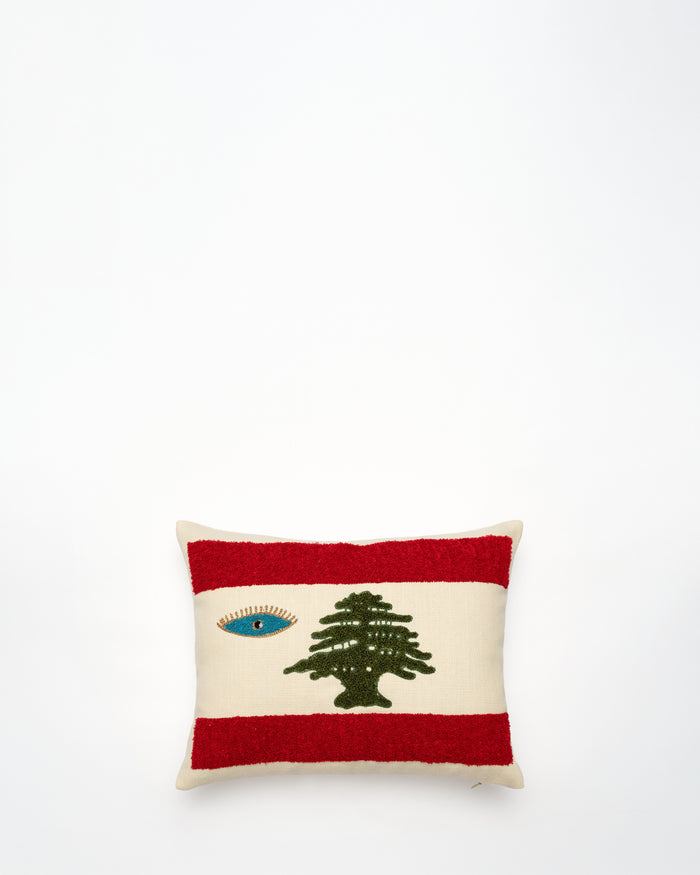 3aynak 3al Watan embroidered cushion, front view