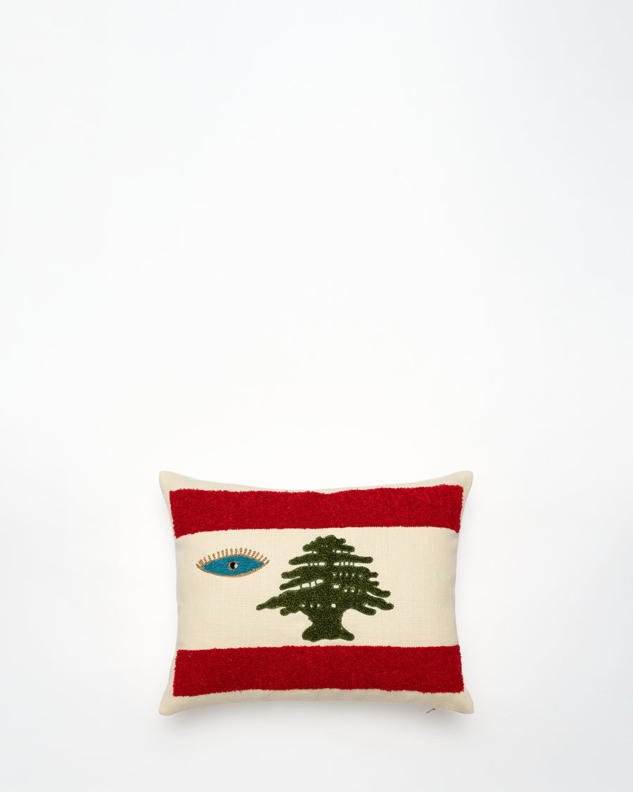 3aynak 3al Watan embroidered cushion, front view
