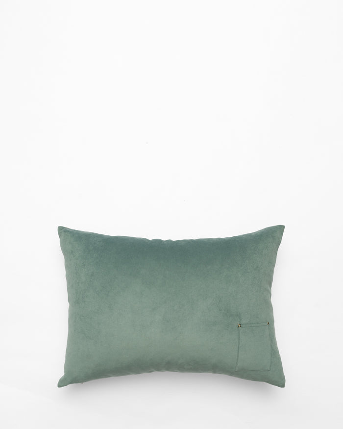 Abundance embroidered cushion, back view