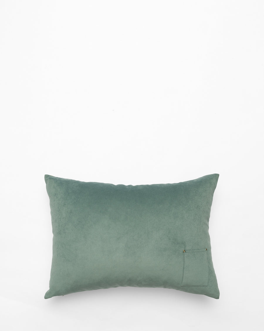 Abundance embroidered cushion, back view