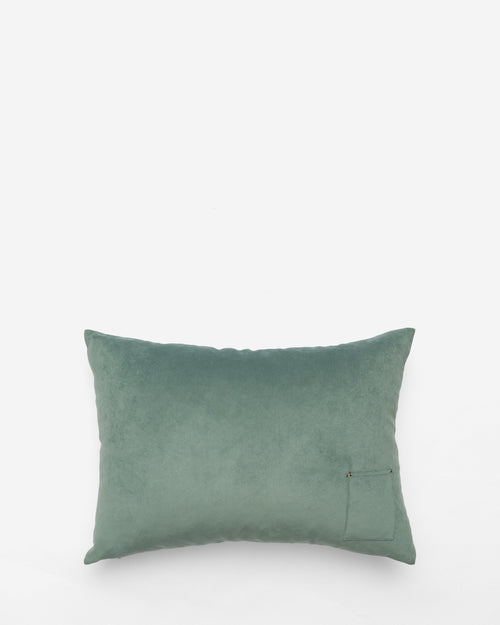 Abundance embroidered cushion, back view