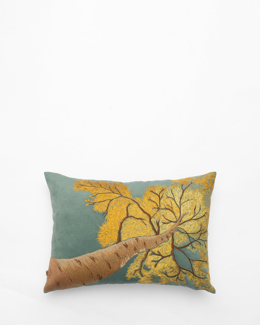 Abundance embroidered cushion, front view