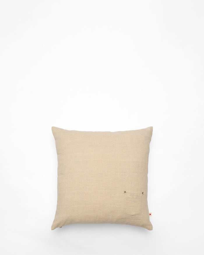 Amazonia embroidered cushion, back view