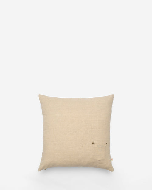 Amazonia embroidered cushion, back view