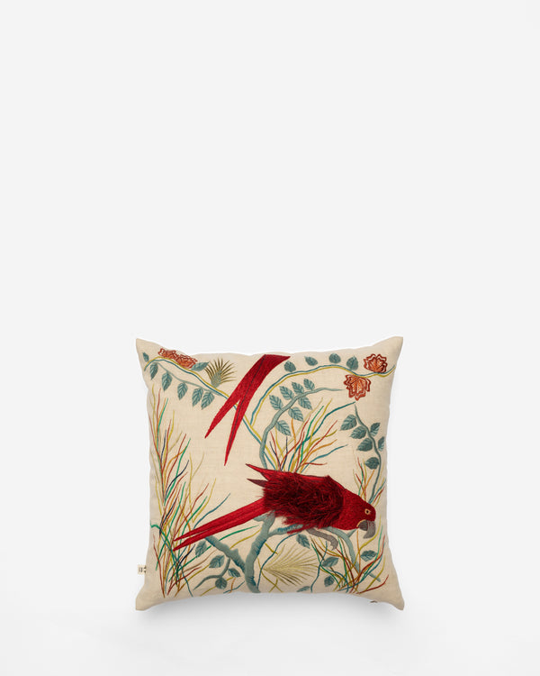Amazonia embroidered cushion, front view