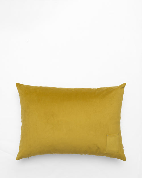 Bees on a High embroidered cushion, back view