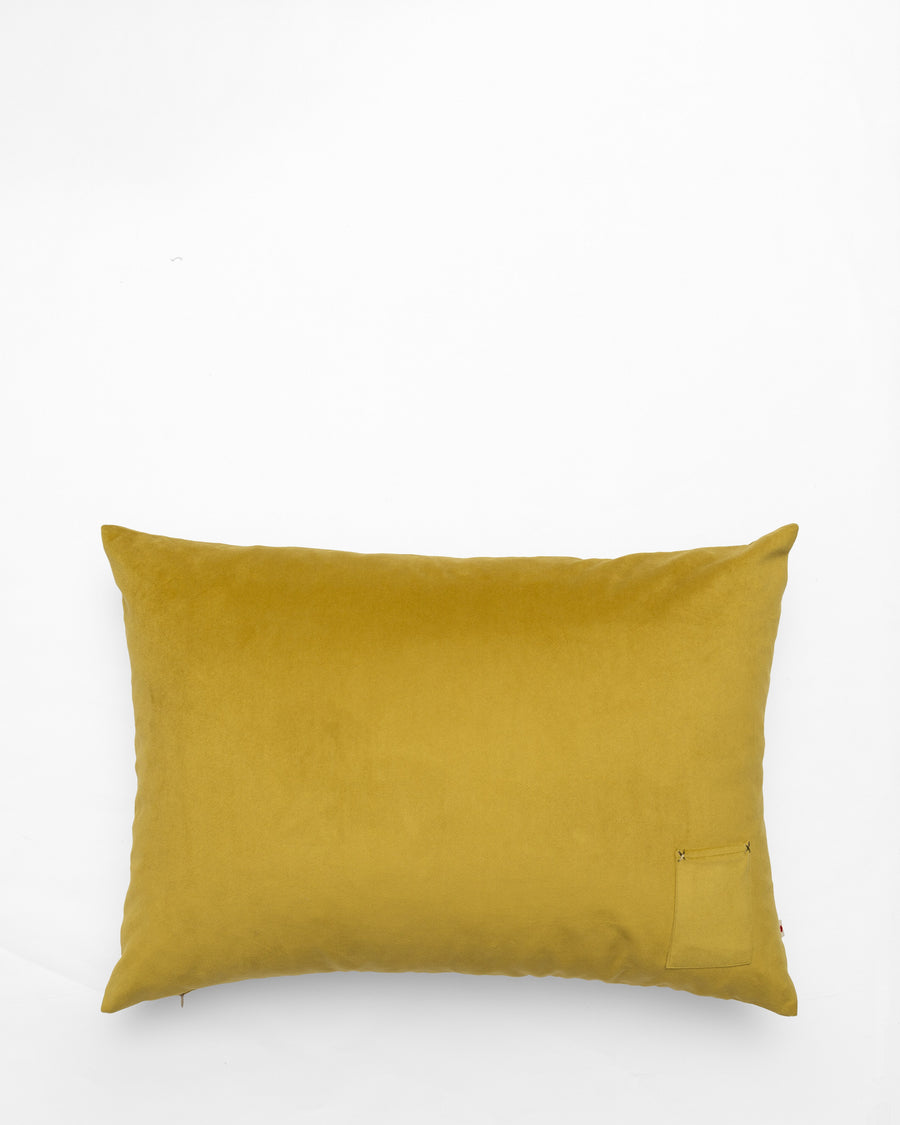 Bees on a High embroidered cushion, back view