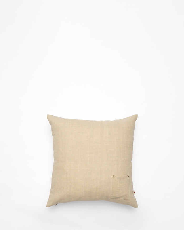 Beet Moon embroidered cushion, back view