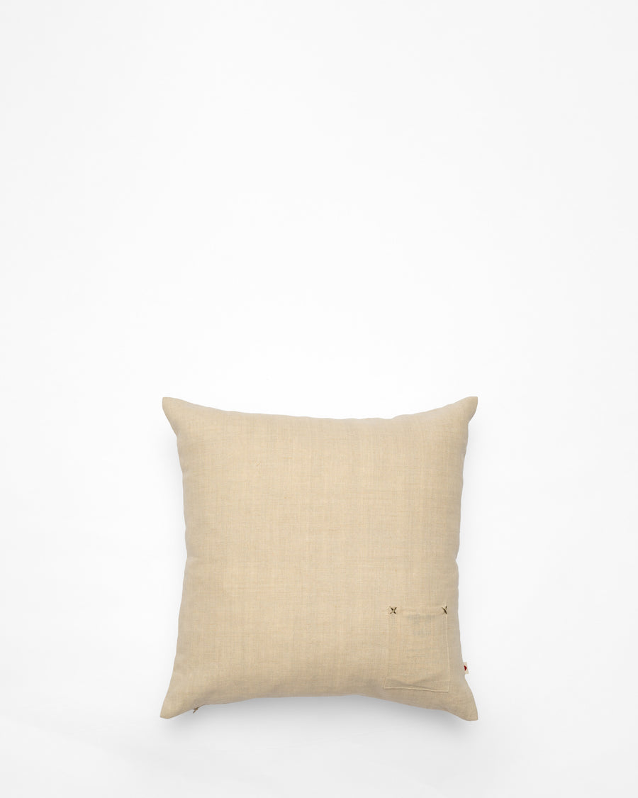 Beet Moon embroidered cushion, back view