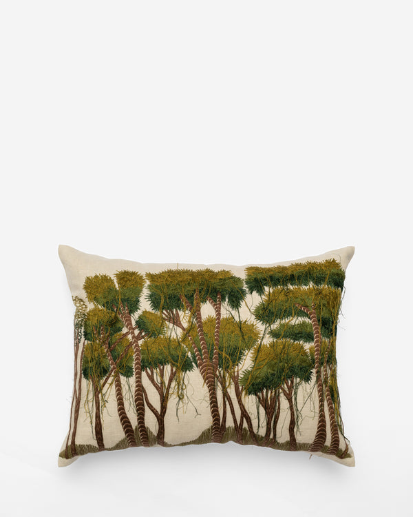 Bisri Forest Neutral Right embroidered cushion, front view