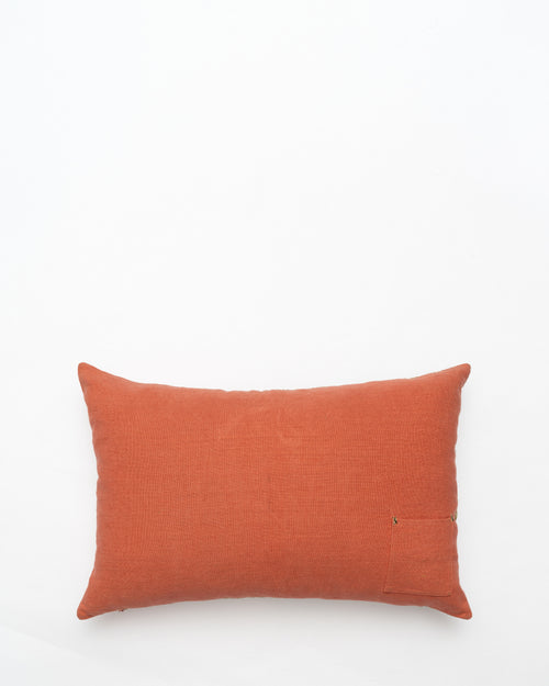 Bisri Forest Red Left embroidered cushion, back view