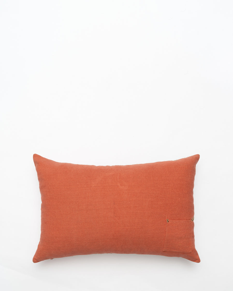 Bisri Forest Red Left embroidered cushion, back view