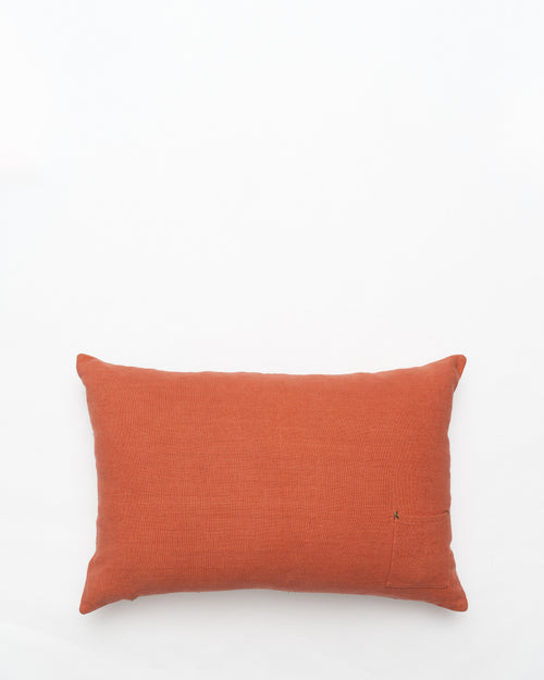 Bisri Forest Red Right embroidered cushion, back view