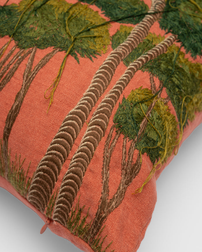 Bisri Forest Red Right embroidery detail close-up