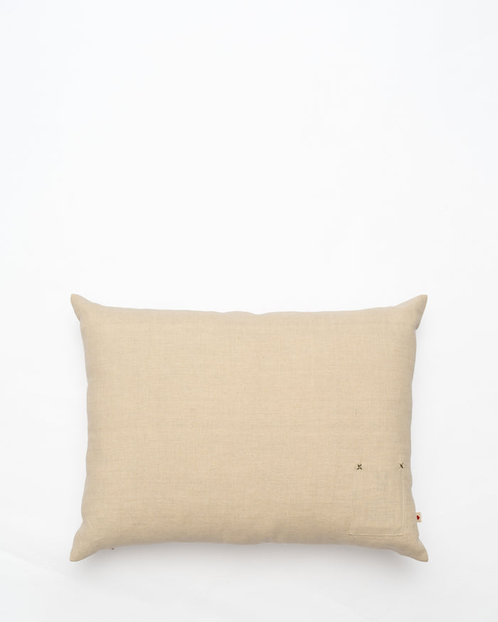 Bisri Pines Neutral Left embroidered cushion, back view