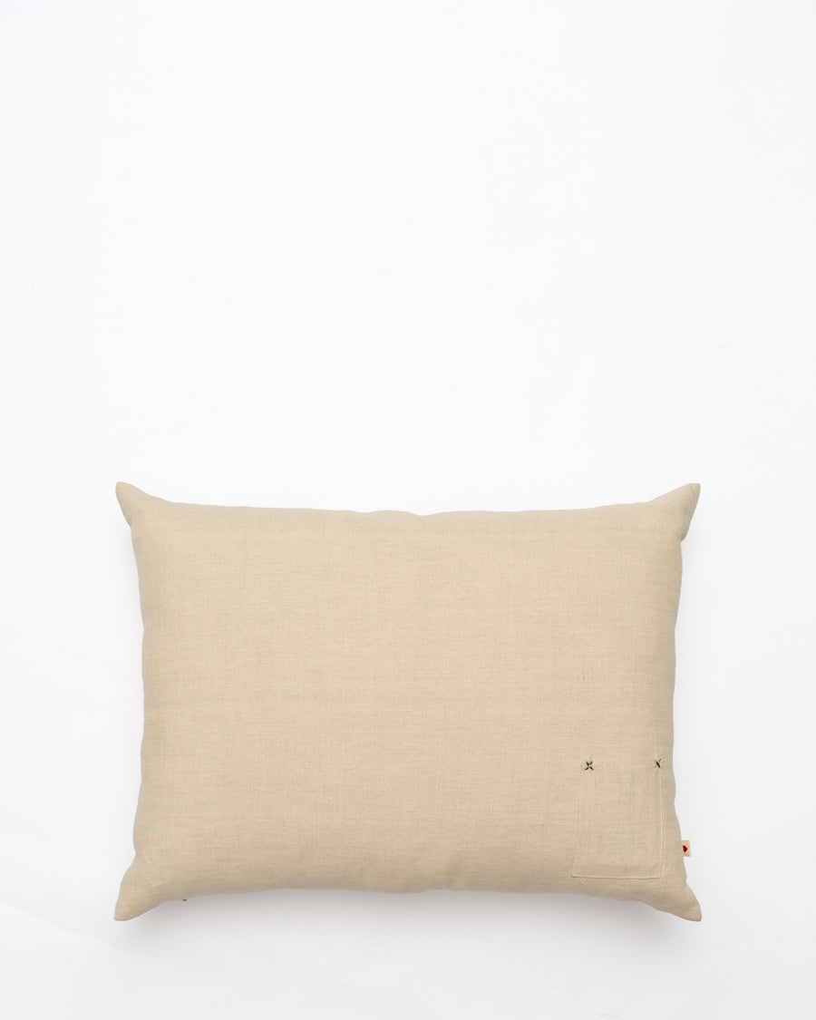 Bisri Pines Neutral Left embroidered cushion, back view