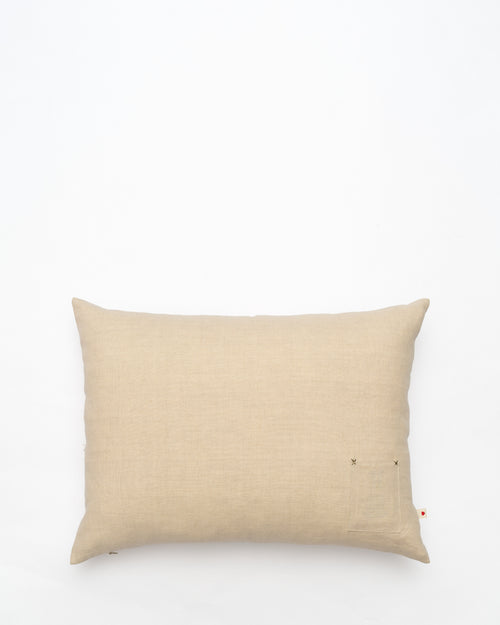 Bisri Pines Neutral Right embroidered cushion, back view