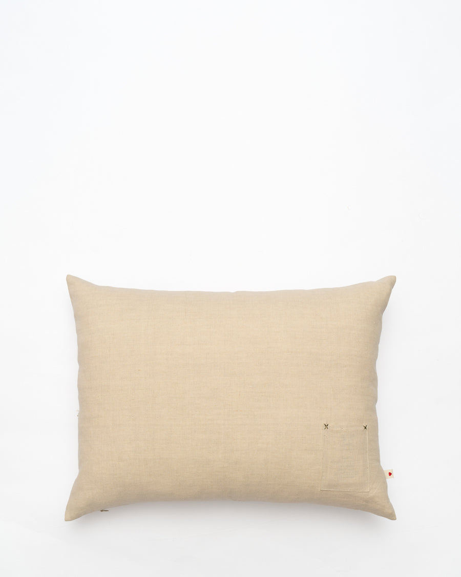 Bisri Pines Neutral Right embroidered cushion, back view