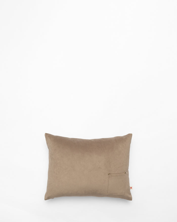 Bloom and Grow embroidered cushion, back view