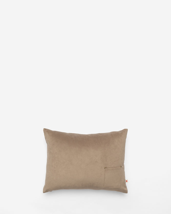 Bloom and Grow embroidered cushion, back view