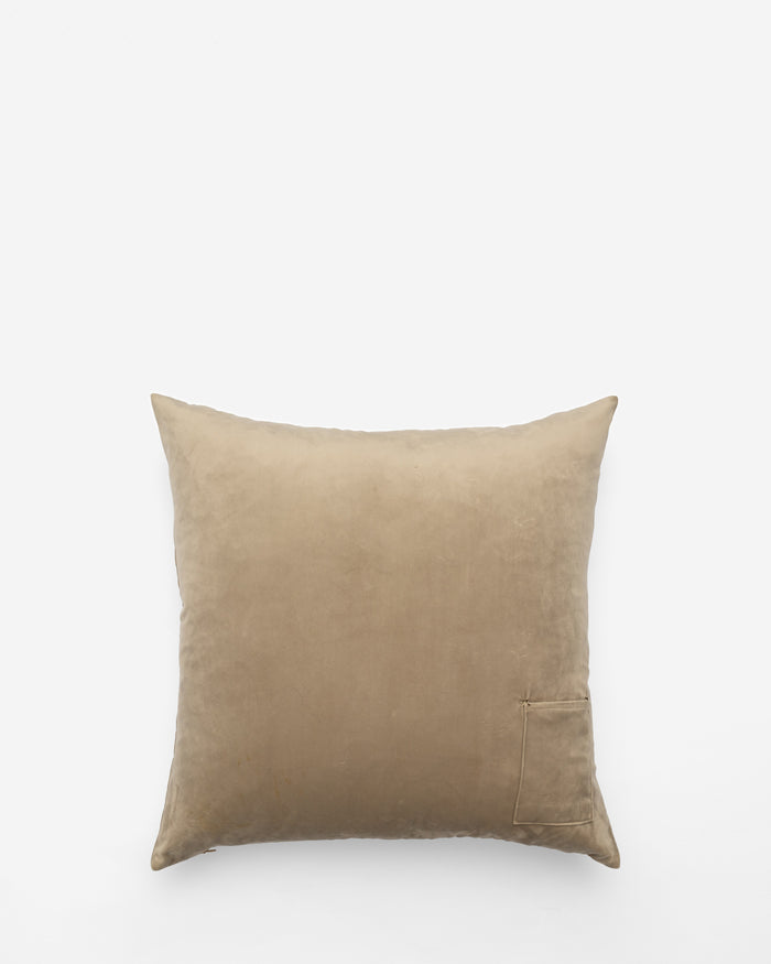 Blossom of Snow embroidered cushion, back view