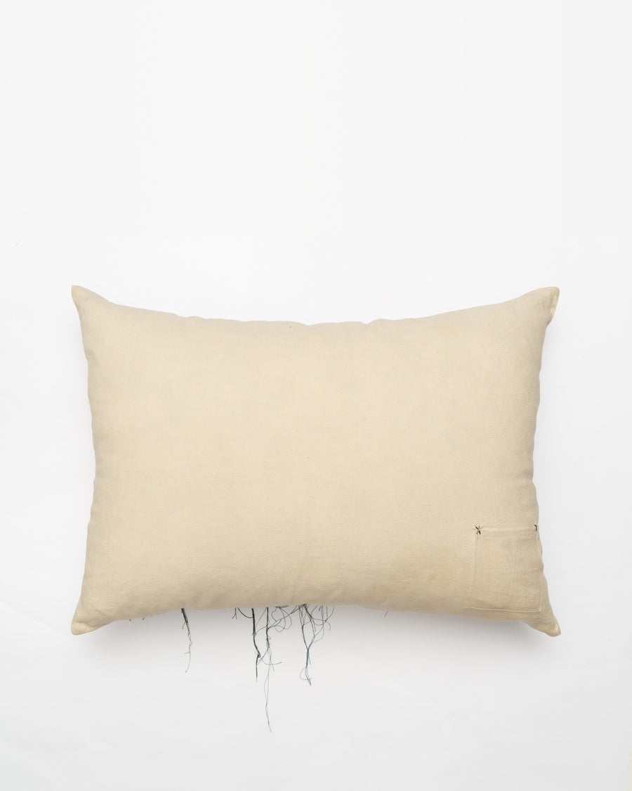 Cedar Left embroidered cushion, back view