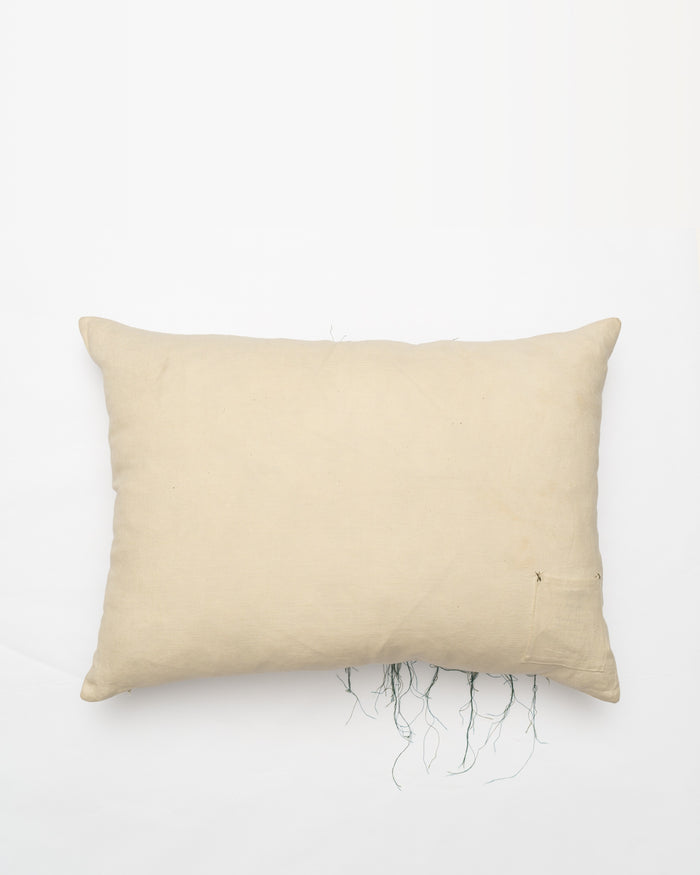 Cedar Right embroidered cushion, back view