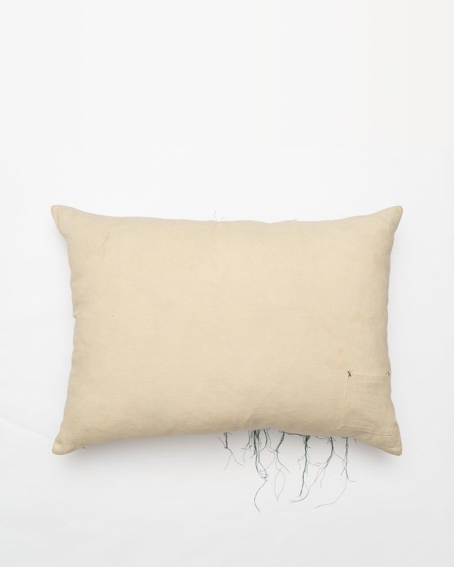 Cedar Right embroidered cushion, back view