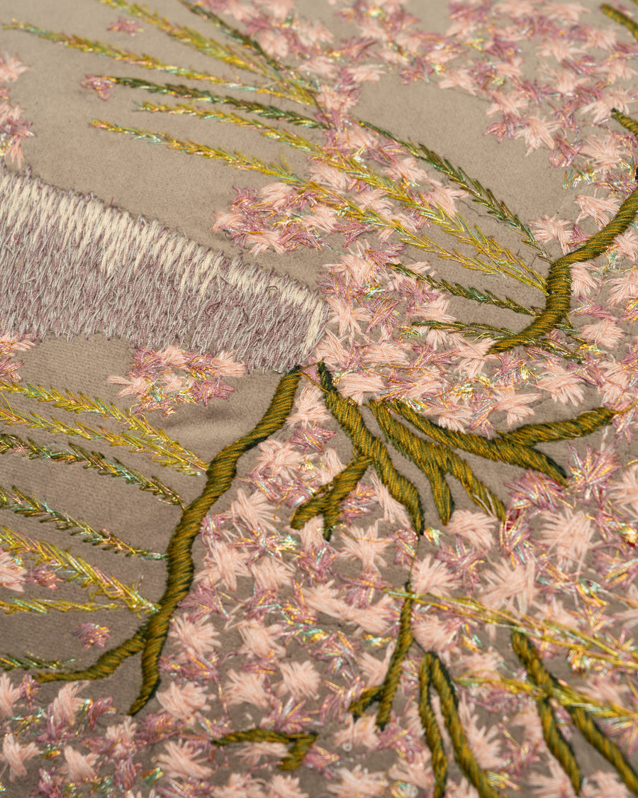 Cherry Blossom embroidery detail close-up