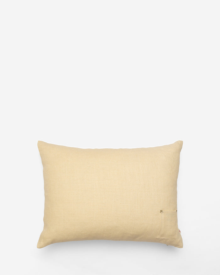 Crescendo embroidered cushion, back view