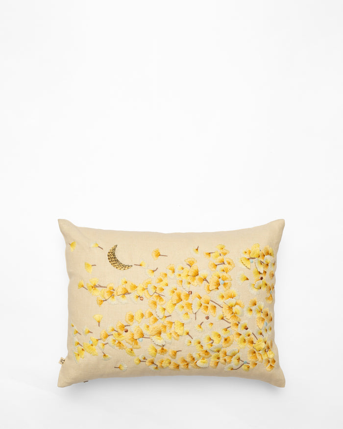 Crescendo embroidered cushion, front view
