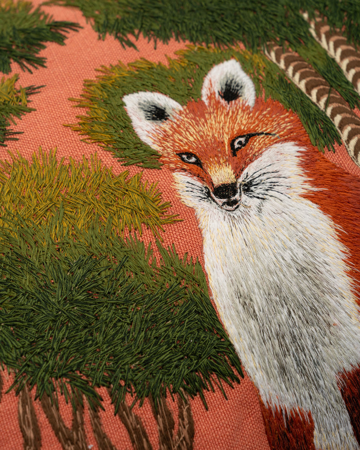 Foxing embroidery detail close-up