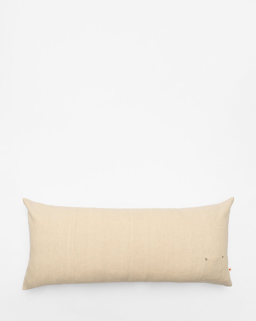 Golden Wheat embroidered cushion, back view
