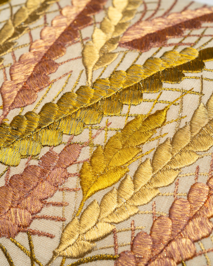 Golden Wheat embroidery detail close-up