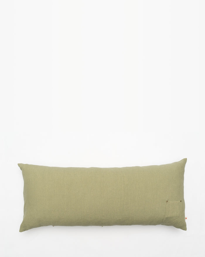 Happy Fern embroidered cushion, back view