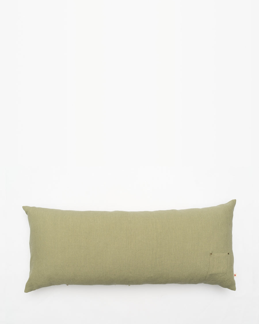 Happy Fern embroidered cushion, back view