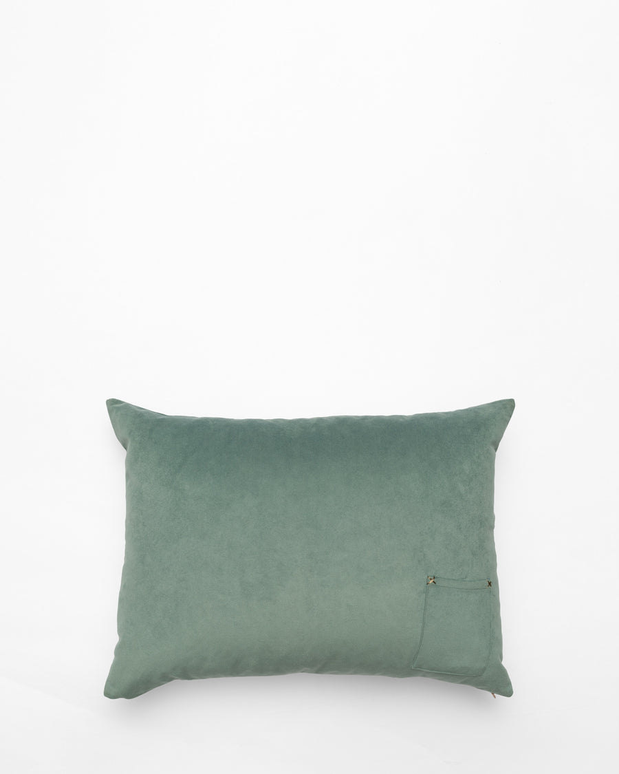 Hills Are Alive embroidered cushion, back view