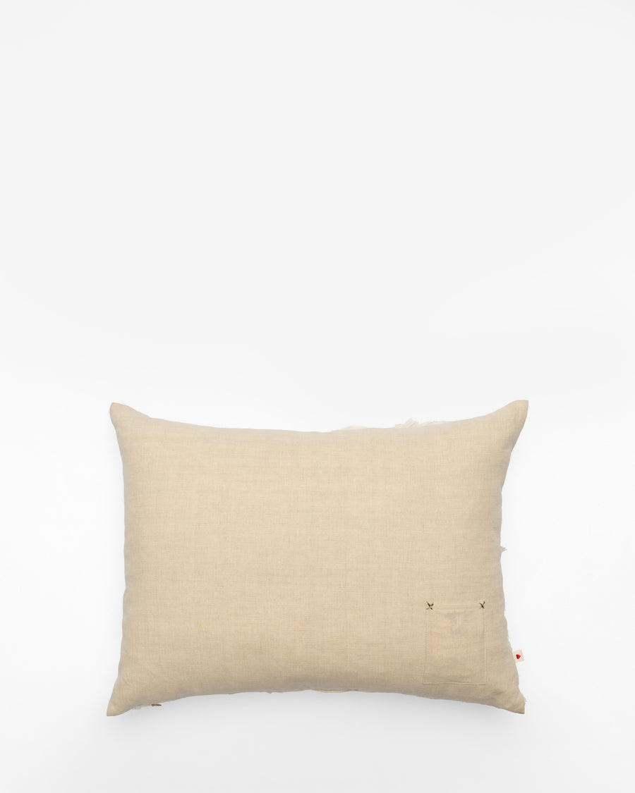 Lemons embroidered cushion, back view