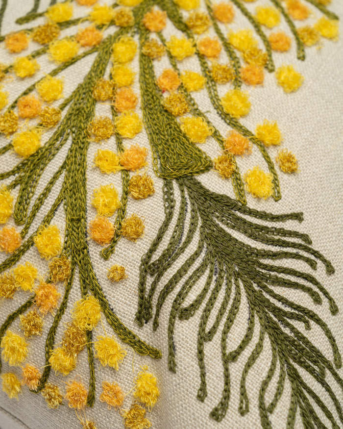 Mimosa embroidery detail close-up