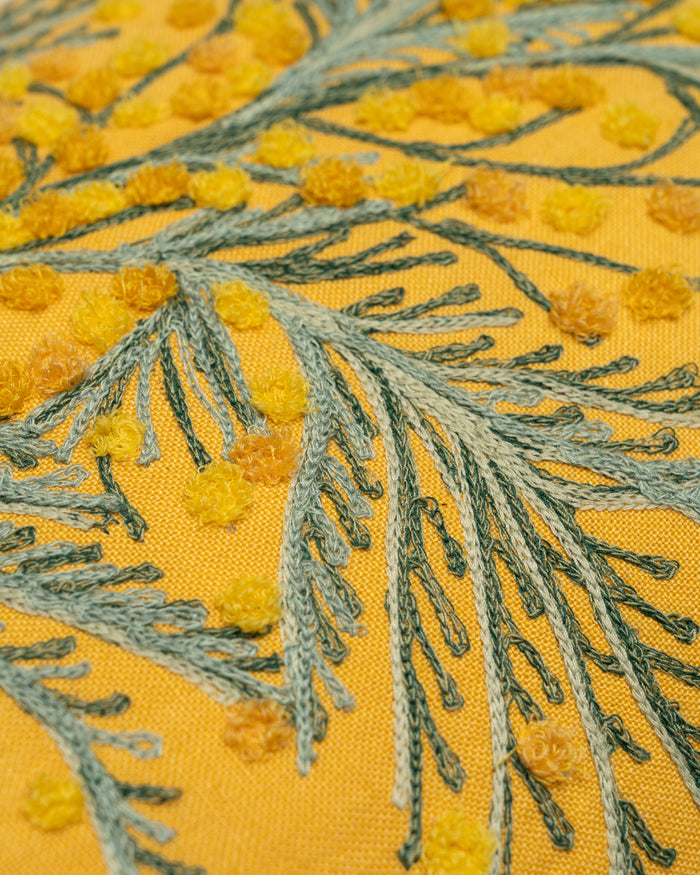 Mimosa Yellow embroidery detail close-up