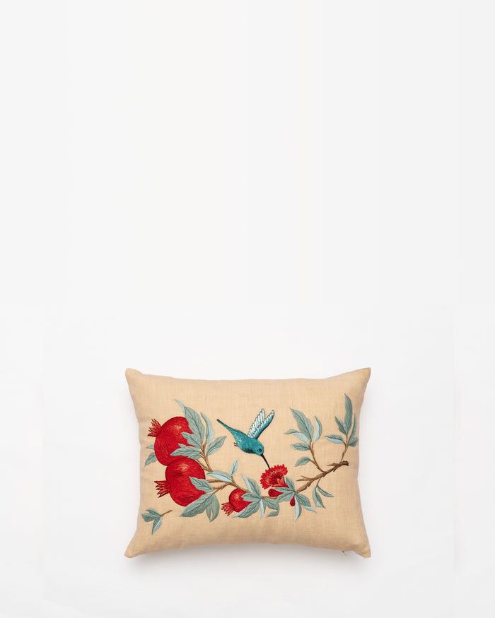 Nectar Within embroidered cushion, front view