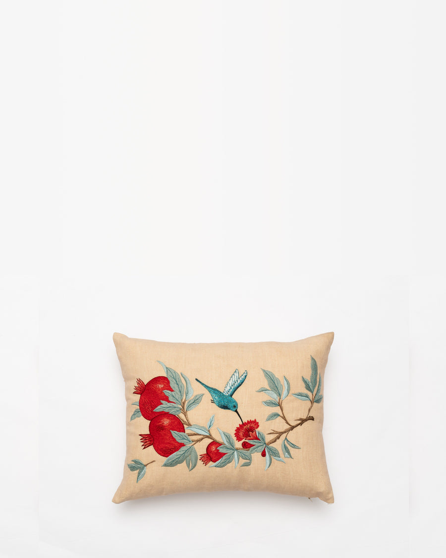Nectar Within embroidered cushion, front view