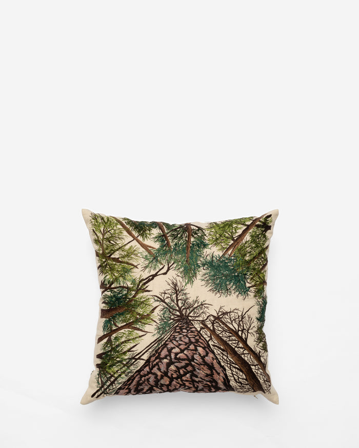 Perspective embroidered cushion, front view