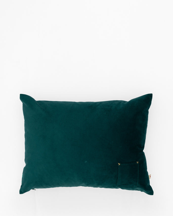 Polaris embroidered cushion, back view