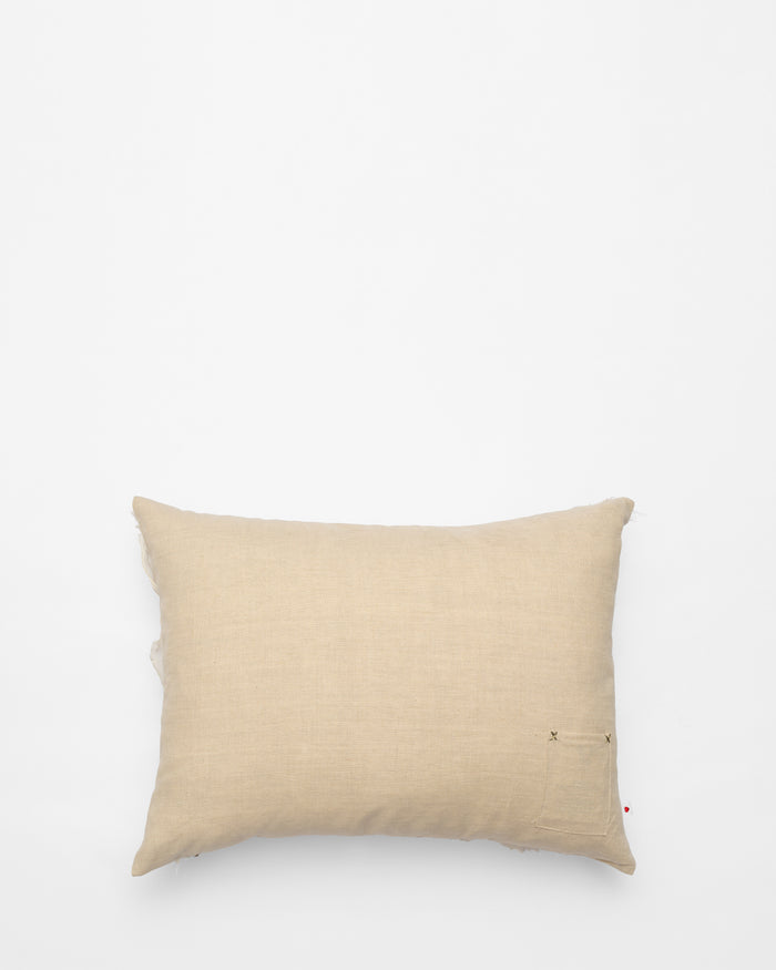 Pomegranate embroidered cushion, back view