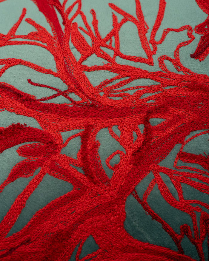 River embroidery detail close-up