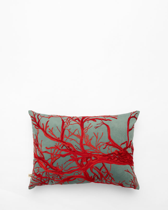 River embroidered cushion, front view