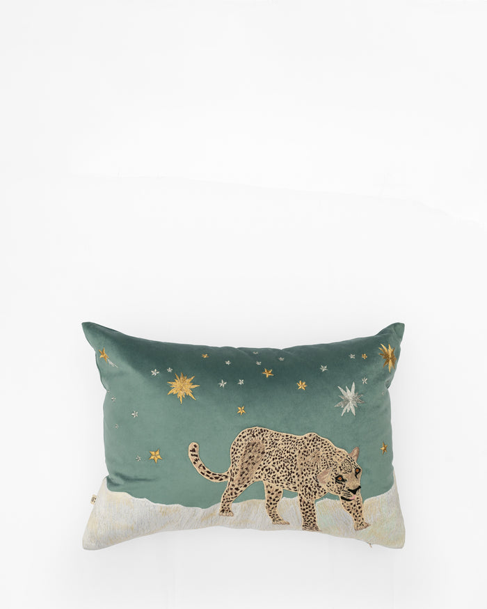 Siberia embroidered cushion, front view