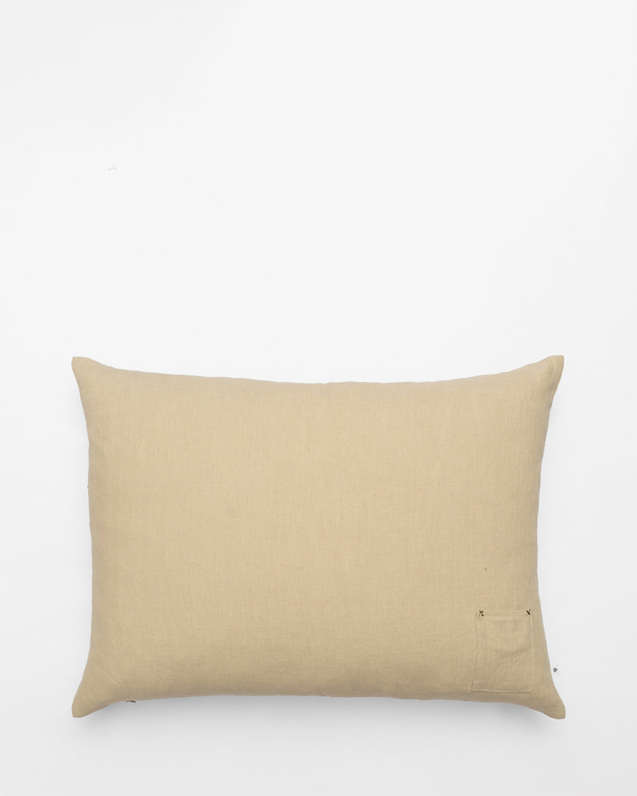 Verde Zak embroidered cushion, back view