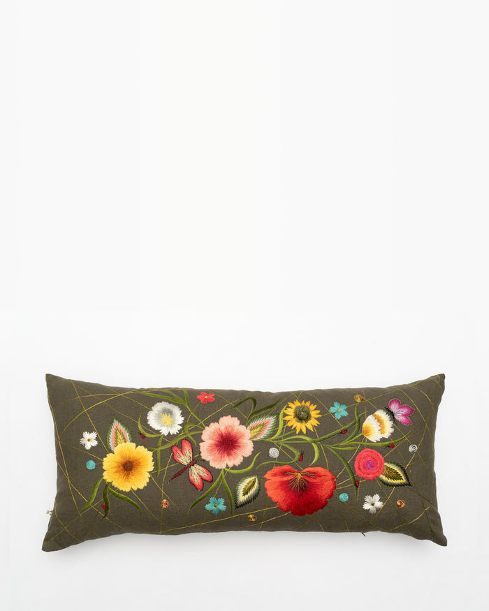 Von Trapp embroidered cushion, front view